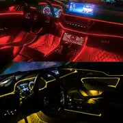 Car LED Strip Lights With Wireless APP And Remote Control, RGB 5 In 1 Ambient Lighting Kits With 236 Inches Fiber Optic