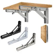 Heavy Duty Folding Shelf Brackets - 8, 10 & 12 - Wall Mounted For Bench Table With Screws