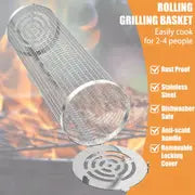 1pc 2pcs 4pcs New Stainless Steel Portable Barbecue Cooking Grill Net, Grilling Baskets For Outdoor Grilling, Outdoor Camping Grilling Rack, Outdoor Round BBQ Campfire Grill Grid, Outdoor Camping Picnic, Cookware Barbecue Tool Accessories