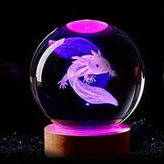 1pc 3D Axolotl Laser Engraved Crystal Ball Lamp, Multi-coloured Night Light, Send To Girlfriend Classmate Wife Children Creative Birthday Gift Glass Ball Living Room Bedroom Home Decoration