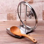 1pc Stainless Steel Pot Lid Rack Shelf with Drain Tray Bracket - Free Punching Soup Spoon Rack with Removable Shelf - Kitchen Accessories for Easy Pot Cover Storage and Drainage