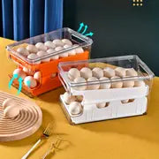 Rolling Slide Food Fridge Drawer Double-layer Egg Tray Container, Refrigerator Organization Household Kitchen Accessories