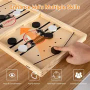 Big Fast Slingshot Puck Game, Fast Fun For Family Game Night Or Party With Friends, Test Your Speed And Accuracy With This Wooden Hockey Board Game For 2 Players