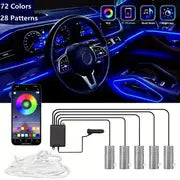 19.69 Feet Car LED Strip Light, RGB Interior Car Ambient Lights, 5-In-1 With 236.22 Inches Multicolor Dash Ambient Interior Lighting Kits, Music Mode Sound Active And Mobile APP Wireless Control,Compatible With All Car Models.