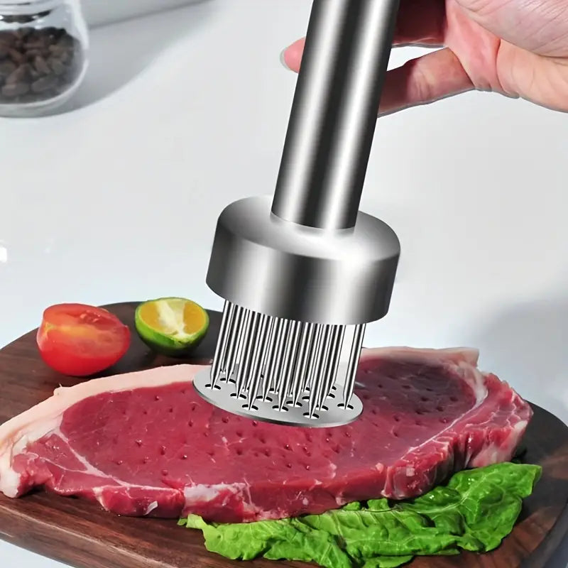 1pc, Kitchen Meat Tenderizer, Stainless Steel Meat Tenderizer With Steel Needles Blades, Meat Tendering Hammer