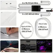 19.69 Feet Car LED Strip Light, RGB Interior Car Ambient Lights, 5-In-1 With 236.22 Inches Multicolor Dash Ambient Interior Lighting Kits, Music Mode Sound Active And Mobile APP Wireless Control,Compatible With All Car Models.