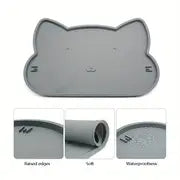 Anti-Slip Cat Head Shaped Pet Food Mat with Raised Edge - Waterproof Silicone Feeding Mat for Easy Clean-Up and Hygiene