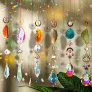 6 Pcs Crystal Suncatcher, Sun Catchers Indoor Window Hanging Sun Catchers With Crystals Light Catcher With Prisms And Agate Slices For Indoor Outdoor Home Garden Wedding Decor