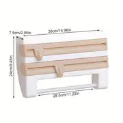 1pc Kitchen Roll Dispenser With Cutter, 3 In 1 Cling Film Cutter Napkin Wall Roll Paper Holder Foil Cutter For Smooth Cutting Edges, Towel Storage Rack, Kitchen Accessories
