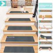 15pcs Carpet Stair Treads, Anti-Slip Indoor Rug, 17.7" X 7.4" Non-Slip Rug For Wooden Step Stairs, Anti-Slip Safe For Pets