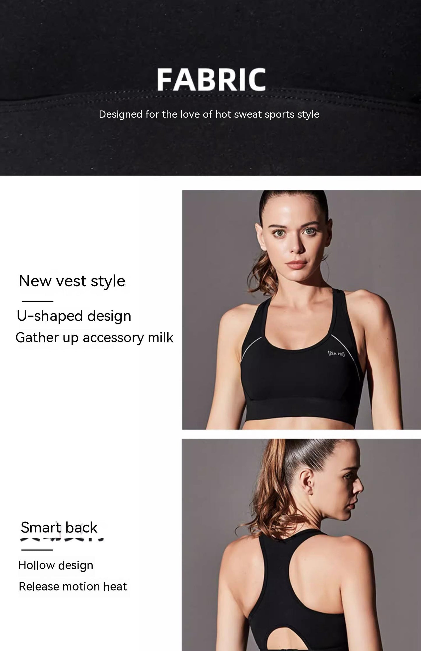 High intensity large size sports underwear women's shockproof running vest bra fitness yoga big breast shock absorption professional training