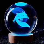 1pc 3D Axolotl Laser Engraved Crystal Ball Lamp, Multi-coloured Night Light, Send To Girlfriend Classmate Wife Children Creative Birthday Gift Glass Ball Living Room Bedroom Home Decoration
