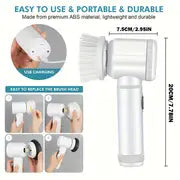 1set, Electric Cleaning Brush, Electric Spin Scrubber, Power Scrubber Cleaning Brush With 5 Replaceable Brush Heads, Electric Scrubber For Bathroom, Dish