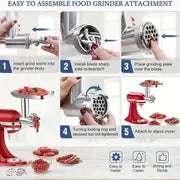 1 Set, Meat Grinder Accessory Set, Metal Food Grinder Attachment For KitchenAid Stand Mixers, Creative, Cost-effective, Easy To Use, Durable, Reusable, Kitchen Supplies, Kitchen Tools (Only Tools)