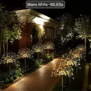 200LEDs 8 Modes Solar Firework Lights, Outdoor Garden Waterproof Fireworks Lamps For Walkway Pathway Backyard Lawn Landscape, Vibrant Tree Decorative Stick String Light