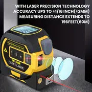 1pc Laser Tape Measure 3 In 1 Digital Tape Measure High Precision Laser Rangefinder Steel Tape Measure