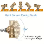 1pc Quick Connecting Pivoting Couple Attachment 120 Degree With 5 Angles And Safety Lock For Pressure Washer Spray Nozzle, Cleaning Hard To Reach Area Max 5000 PSI 1/4" Plug