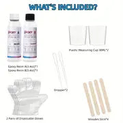 6.8oz Epoxy Resin - Crystal Clear Resin Kit For Jewelry, DIY Art Crafts Cast Coating Wood, Easy Cast Resin Bonus With 4 Sticks, 2 Measuring Cups, 2 Pairs Gloves, 2 Droppers | Perfect Starter Kit For Beginners