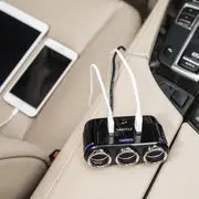 Smart 3-Socket Car Charger with LED Voltage Display & Dual USB Ports - Perfect for All Car Devices!