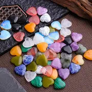 30pcs Random Heart Crystals Stones, Healing Crystal Palm Natural Polished Love Shaped Gemstones, Rose Quartz Amethyst Assorted Set, Bulk Wholesale Reiki Energy Balancing Meditation Gift