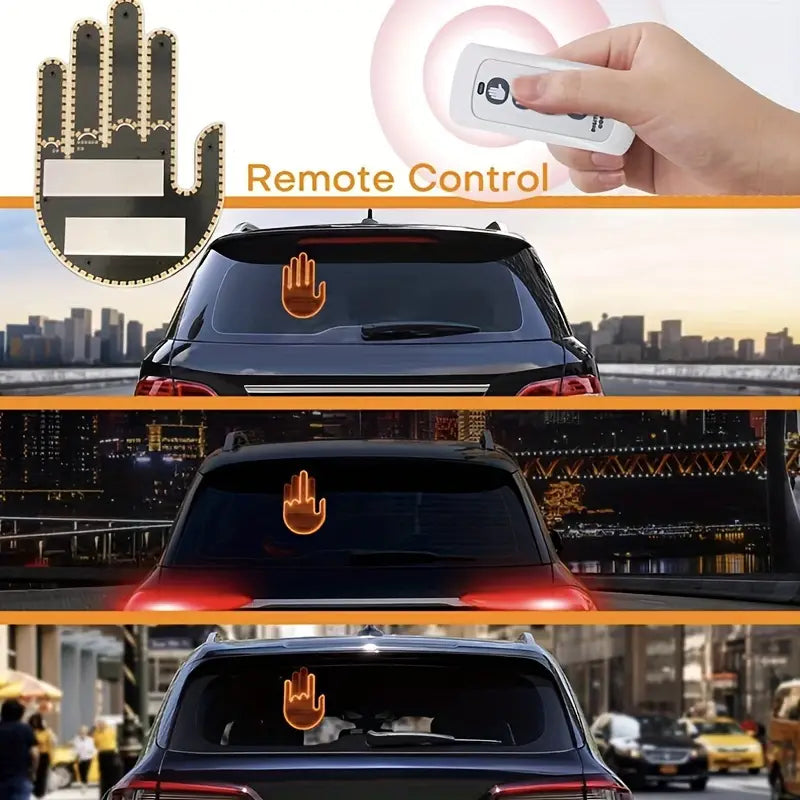 Car Finger Light Gesture Light Auto Interior Rear Windshield LED AmberMiddle Warning Light Anti Rear Collision Light Interactive Palm Light