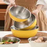 3pcs, Stainless Steel Mixing Bowl Set - 3 Sizes for Fruits and Vegetables, Salad, and Washing - Kitchen Gadgets and Accessories
