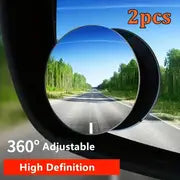 New 2pcs Adjustable Car Blind Spot Glass Mirror 360 Degree Side Wide Angle Rearview Mirror Small Rimless Round Mirror Safe Driving