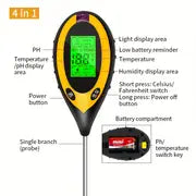 1pc 4-in-1 soil survey instrument, Electronic Soil Detector, PH Tester, Light Meter, Acid And Alkali Detection