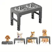 Multi Heights Folding Feeder, Raised Dog & Cat Bowls - Adjustable Heights & Stainless Steel - Perfect for Small & Large Pets!