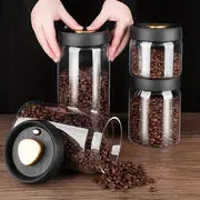 1pc High-Quality Borosilicate Glass Vacuum Jar for Coffee Beans and Kitchen Storage - 500ml/900ml/1200ml/1800ml Capacity - Transparent and Durable - Perfect for Preserving Freshness and Aroma