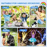 Automatic Bubble Machine Upgrade Bubble Blower With 2 Fans, 20000+ Bubbles Per Minute Bubbles For Kids Portable Bubble Maker Operated By Plugin Or Batteries For Indoor Outdoor Birthday Party