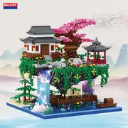 3320pcs Architecture Series Cherry Flower Chinese Ancient Style Architecture Taohuatan Assembled Building Blocks, Ornament Model, Halloween/Thanksgiving Day/Christmas Gift