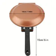 1pc Steel Double Pan, The Perfect Pancake Maker, Nonstick Easy To Flip Pan, Double Sided Frying Pan For Fluffy Pancakes, Omelets, Cooking Eggs Frittatas & More! Pancake Pan Dishwasher Safe Large, Non-stick titanium copper & ceramic