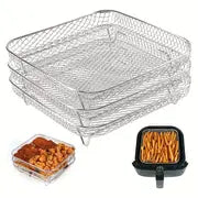 Set, 3 Tiers Air Fryer Rack, 304 Stainless Steel Stackable Dehydrator Racks, Dishwasher Safe, For Oven, Pressure Cooker And Most Air Fryers, Air Fryer Accessories, Kitchen Baking Tools, Multiple Shapes Available