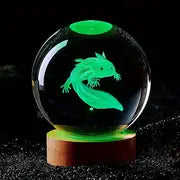 1pc 3D Axolotl Laser Engraved Crystal Ball Lamp, Multi-coloured Night Light, Send To Girlfriend Classmate Wife Children Creative Birthday Gift Glass Ball Living Room Bedroom Home Decoration