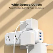 SUPERDANNY 9 AC Outlets & 3 USB Wall Charger: 360° Rotating Plug Outlet Extender With Surge Protector - 4-Sided Swivel Wall Plug Extender For Home, Office & Travel