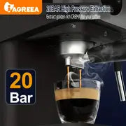 IAGREEA Italian Espresso Machine With Milk Foaming Function, 20 Bar, 1.5L/50oz, Detachable Water Tank, Digital Touch Screen, Semi-automatic Coffee Machine With Steam Stick,automatic Pause, For Espresso/cappuccino/latte, Home Barista, Office, RV