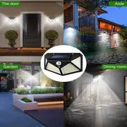 4pcs 100 LED Motion Sensor Lights, IP65 Waterproof Led Solar Lights, For Backyard Garden Fence Patio Front Door Garage Deck Pathway Porch Step, For Halloween Christmas New Year Outdoor Party Lighting