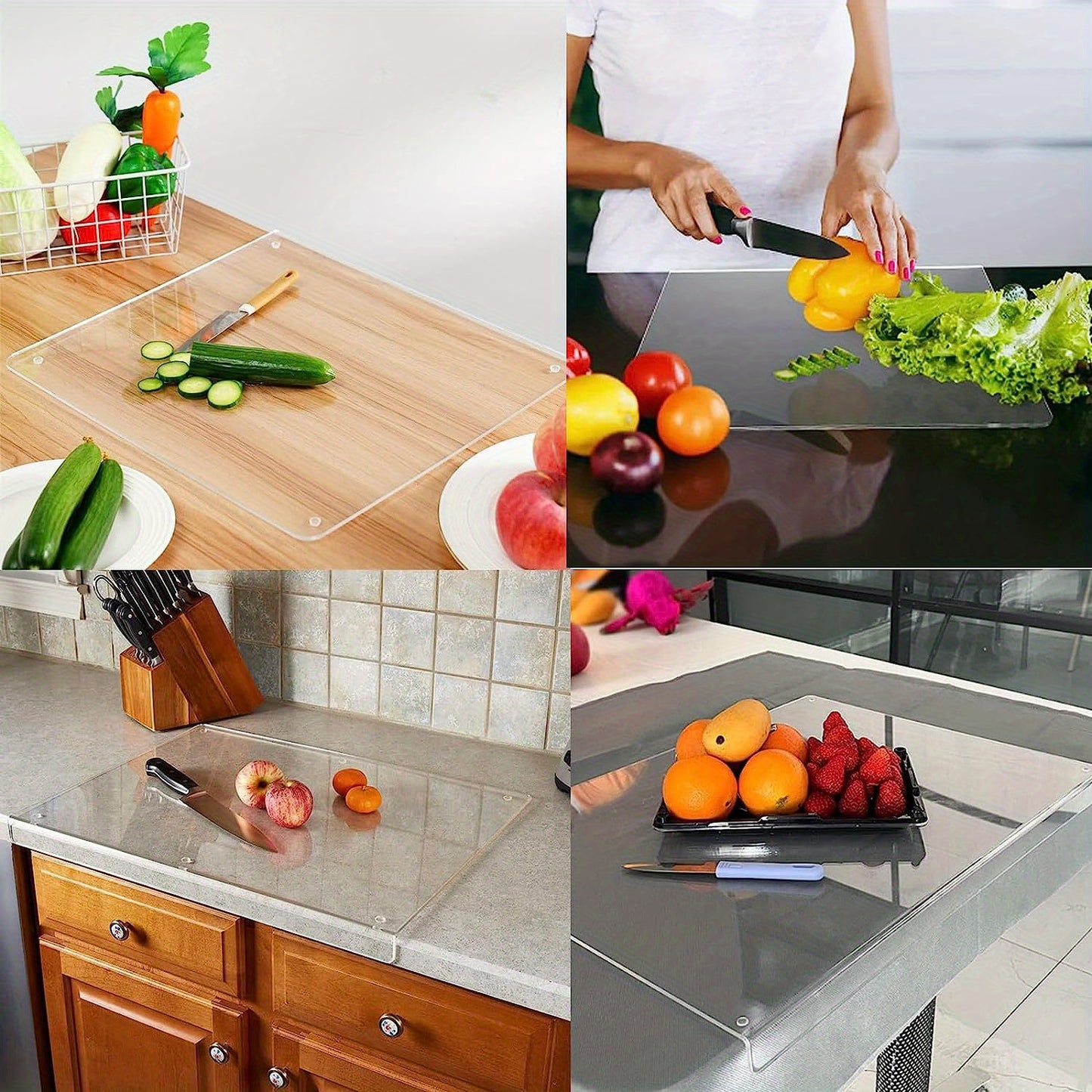 Upgrade Your Kitchen with this Anti-Slip Acrylic Transparent Cutting Board - Perfect for Home, Restaurant & Dorm!