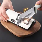 1pc Fully Automatic Electric Knife Sharpener - Fast and Efficient Kitchen Gadget for Sharpening Knives