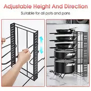 1pc Pot Rack Organizers, 8 Tiers Pots And Pans Organizer For Kitchen Organization & Storage, Adjustable Pot Lid Holders & Pan Rack For Kitchen, Lid Organizer For Pots And Pans