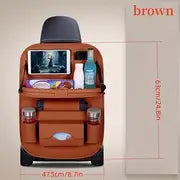 Upgrade Your Car Rides With This All-in-One Back Seat Organizer - Includes Foldable Table Tray, Kick Mats, Tissue Box, Cup Holder, Umbrella Holder, Laptop Table & Car Eating Tray!