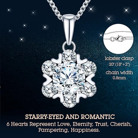 Ladies diamond pendant necklace, gift for wife, girlfriend and mother, 1-3 carat Moissan diamond D color (VVS1) pendant necklace, anniversary eternal jewelry gift for wife, birthday gift for lady, wife and girl