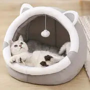 Cozy Cartoon Cat Cave Bed - Keep Your Kitten Warm And Snug In This Cute Pet House!