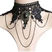 3pcs/set Classic Gothic Lace Choker Necklace Bracelet Earrings For Women Charm Halloween Jewelry Set