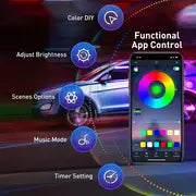 19.69 Feet Car LED Strip Light, RGB Interior Car Ambient Lights, 5-In-1 With 236.22 Inches Multicolor Dash Ambient Interior Lighting Kits, Music Mode Sound Active And Mobile APP Wireless Control,Compatible With All Car Models.
