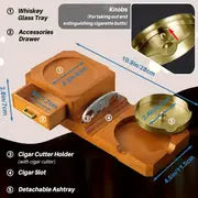 1pc Cigar Ashtray, Whiskey Glass Tray And Wooden Ashtray, Removable Outdoor Ashtray, Cigar Accessories Gift Set With Cigar Clippers, Great Decorations For Home Office, Cigar Gifts For Men