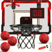 Light Up The Fun: Children's Indoor Basketball Hoop With LED Lights, Electronic Scoreboard & 4 Balls - Perfect Gift For Boys & Teens! Halloween Christmas Gift Halloween Thanksgiving Christmas Gift