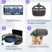 VR Headset Virtual Reality ,VR Game 3D Digital Glasses VR,3D Glasses VR Set 3D Virtual Reality Goggles, Adjustable VR Glasses Support 7 Inches