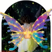 Gorgeous Iridescent Wings: Dress Up with Glitter, LED Flapping Angel Wings for Girls & Women, Perfect for Halloween Cosplay & Birthday Gifts!